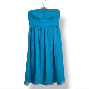NEW‎ J.Crew 100% Silk Strapless Blue Bridesmaid Prom Party Mini Dress Size 8
